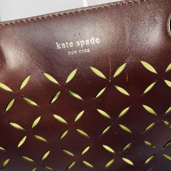 Kate Spade Laser Cut Chain Double Handle Shoulder Leather Bag - Picture 4 of 16